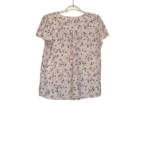 Hilary Radley Flutter Sleeve Vneck Pink Floral Blouse M - Picture 2 of 3